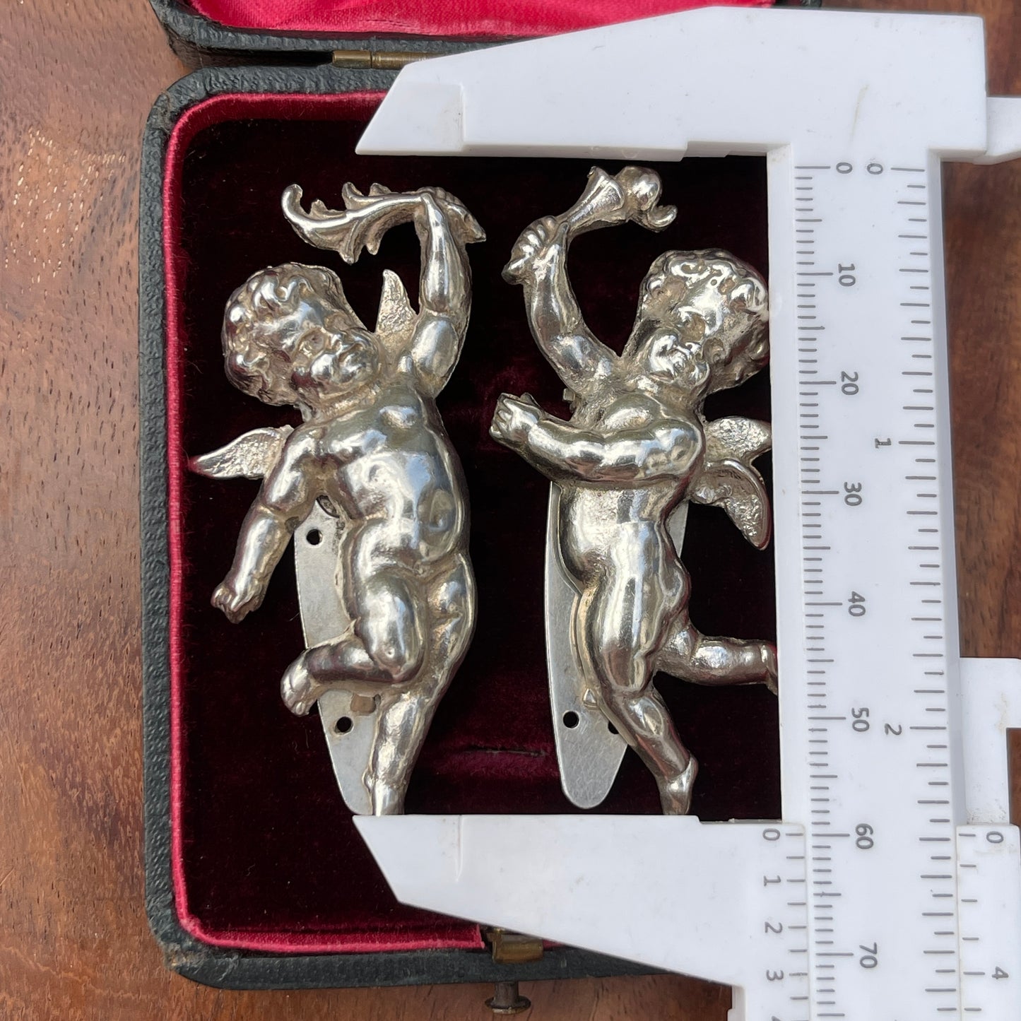 Unreleased: Art Deco Sterling Silver Cherub Dress Clips Pair