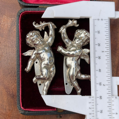 Unreleased: Art Deco Sterling Silver Cherub Dress Clips Pair