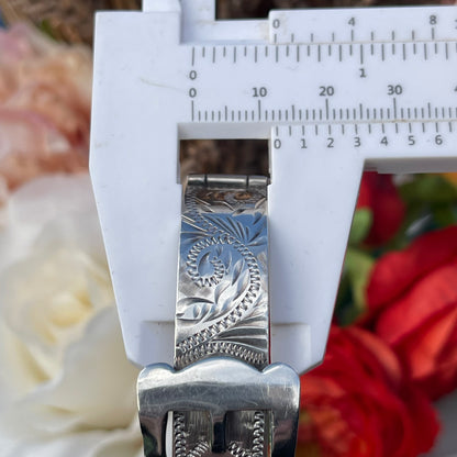 Vintage Sterling Silver Buckle Bangle Victorian Revival Irish 1979 Heavy 33g
