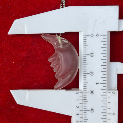 Vintage Sterling Silver Glass Moon Face Pendant Necklace