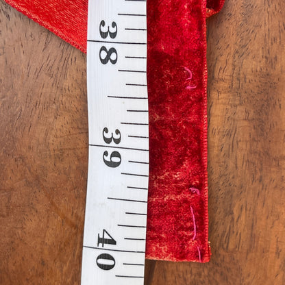 (CALLED FOR PARIS FITTING) Antique Red Silk Velvet Ribbon
