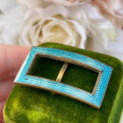 Unreleased: Art Deco Blue Guilloché Enamel Buckle