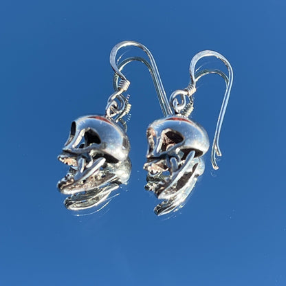 Vintage Silver Articulated Skull Momento Mori earrings