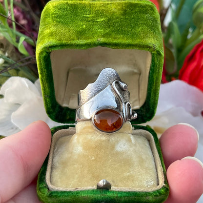 Vintage sterling Silver BA SUARTI amber Ring Chunky Boho Balinese