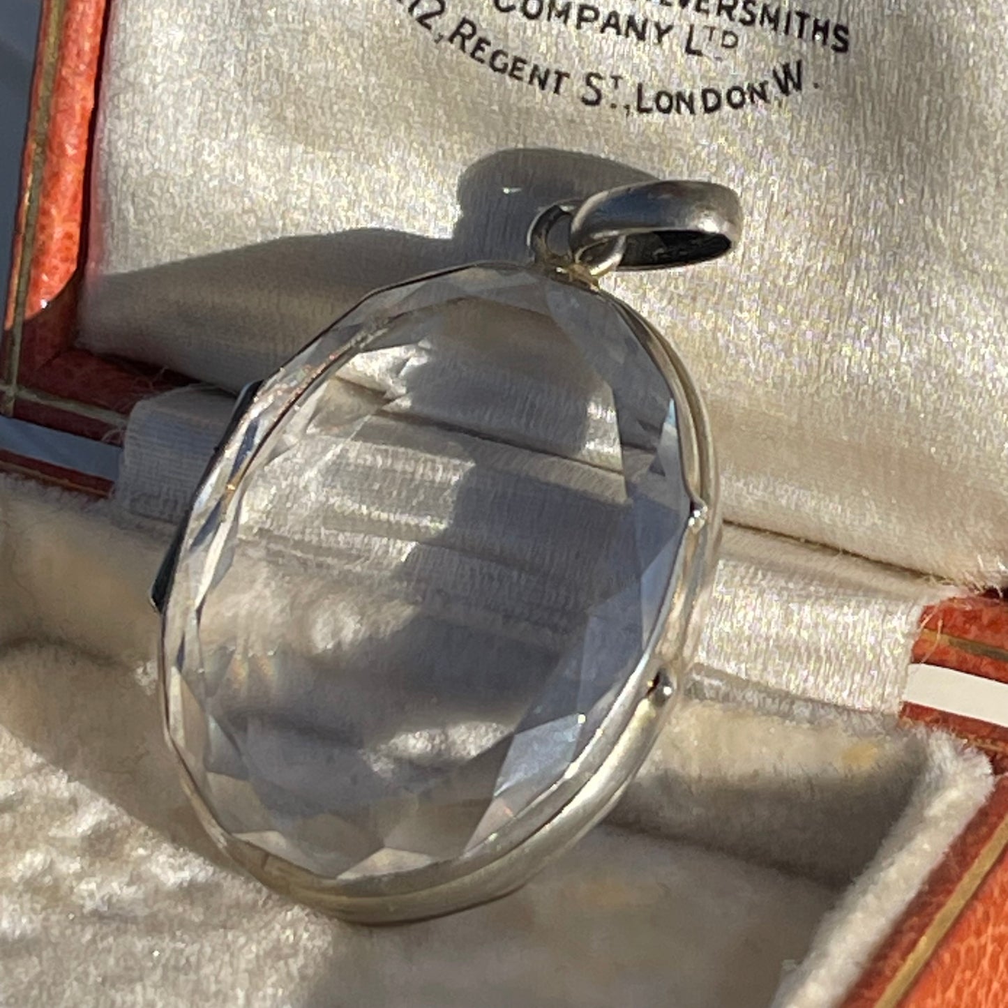 Antique Victorian Silver Rock Crystal Locket Pendant Rare