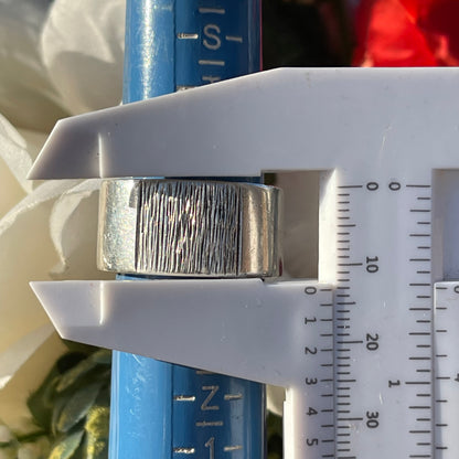 Vintage Sterling Silver Heavy Thick Band Modernist Textured Ring V/W