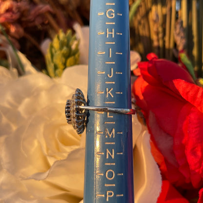 Vintage Sterling Silver 1950s Sapphire Glass Cocktail ring L