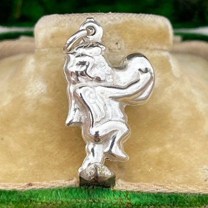 Vintage Sterling Silver Puffy Cherub Heart Charm