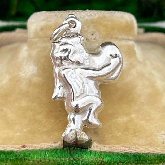 Vintage Sterling Silver Puffy Cherub Heart Charm