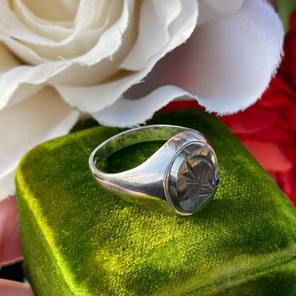 Vintage Sterling Silver Signet Ring Hematite Centurion Antique Inspired 1986 R 1