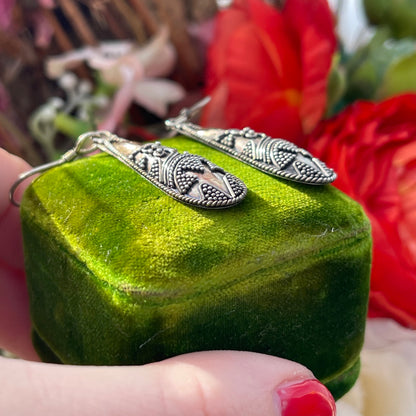 Vintage Sterling Silver Gold Balinese Filigree Teardrop earrings