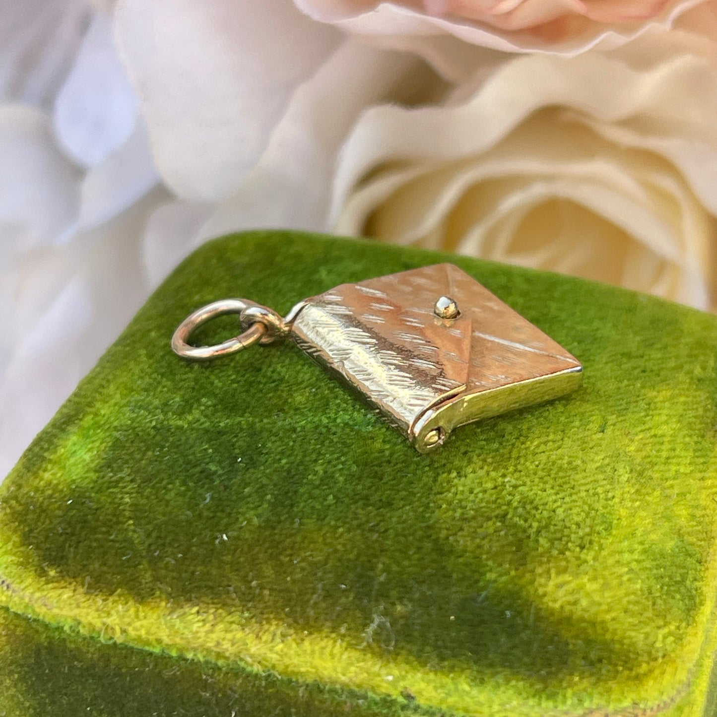 Vintage 9ct Gold Envelope Charm Pendant Letter RARE Antique Revival 3g