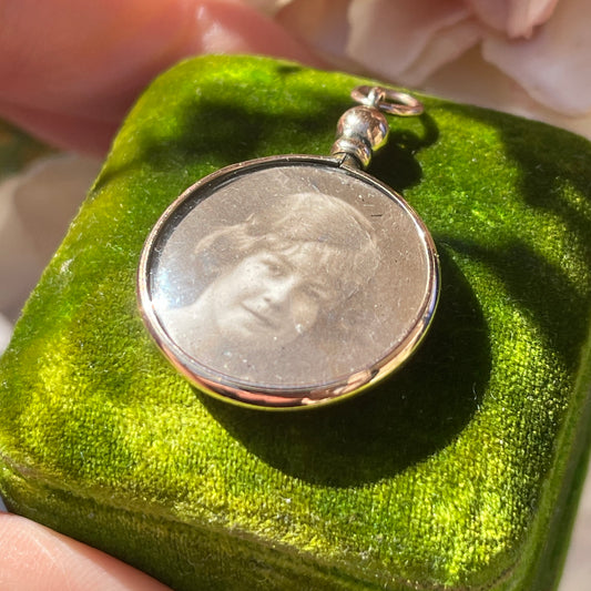 Antique 9ct Gold Glass Locket Double Sided Edwardian 1905 2.8g