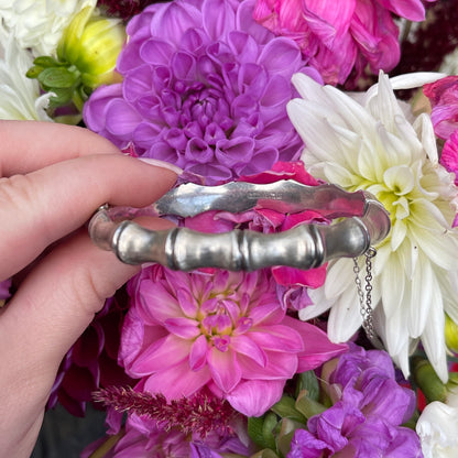 Vintage Sterling Silver Textured Bamboo Bangle Bracelet