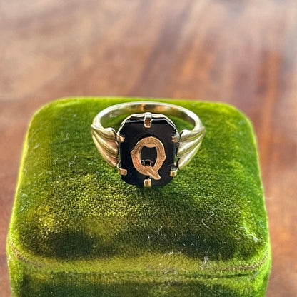 Unreleased: Antique Late Victorian Rolled Gold Q Initial Ring M