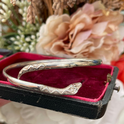 Unreleased: Vintage Sterling Silver Snake Bangle Red eyes 6.7g