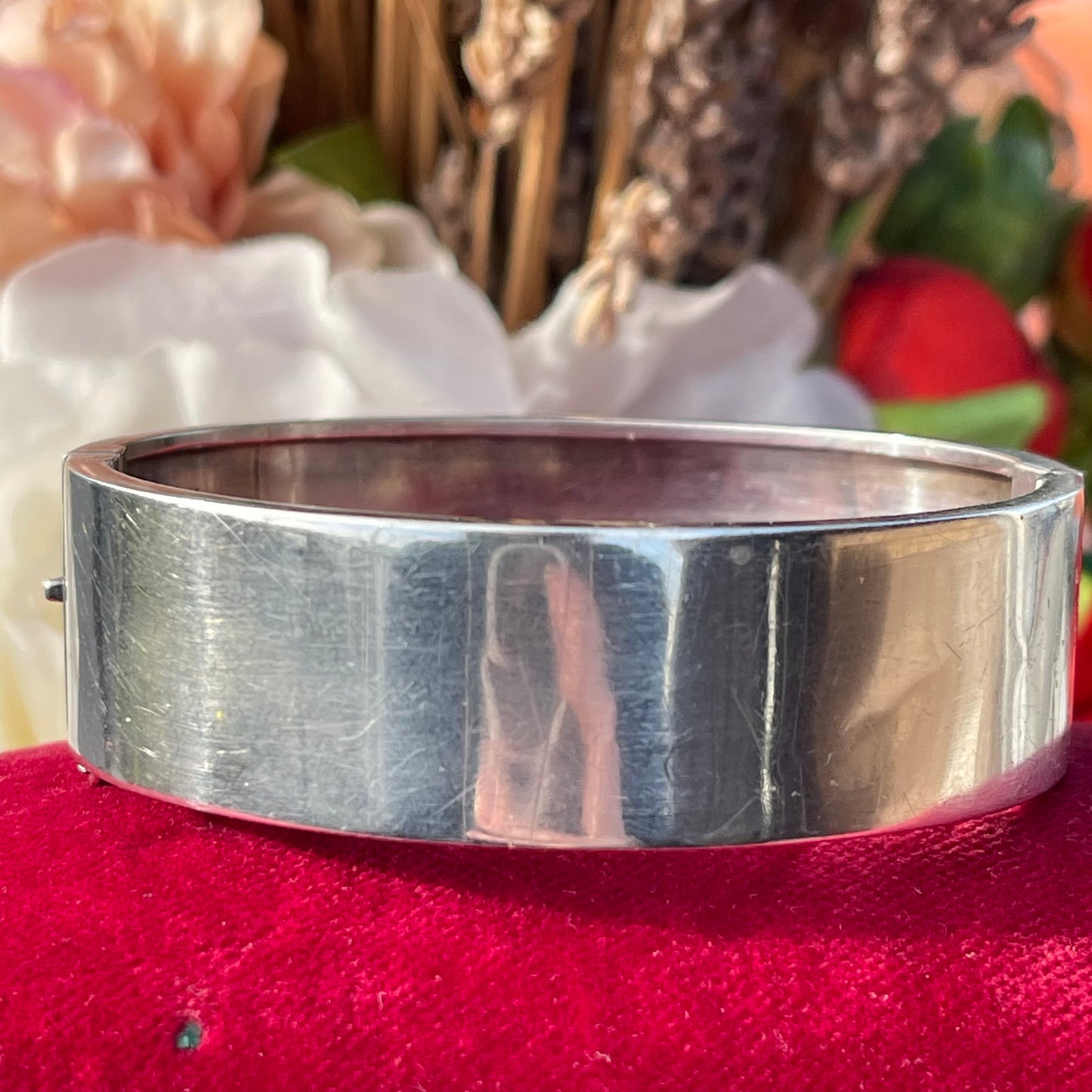 Vintage Sterling Silver Filigree Bracelet Bangle Cuff Thick Hallmarked 1953 27g