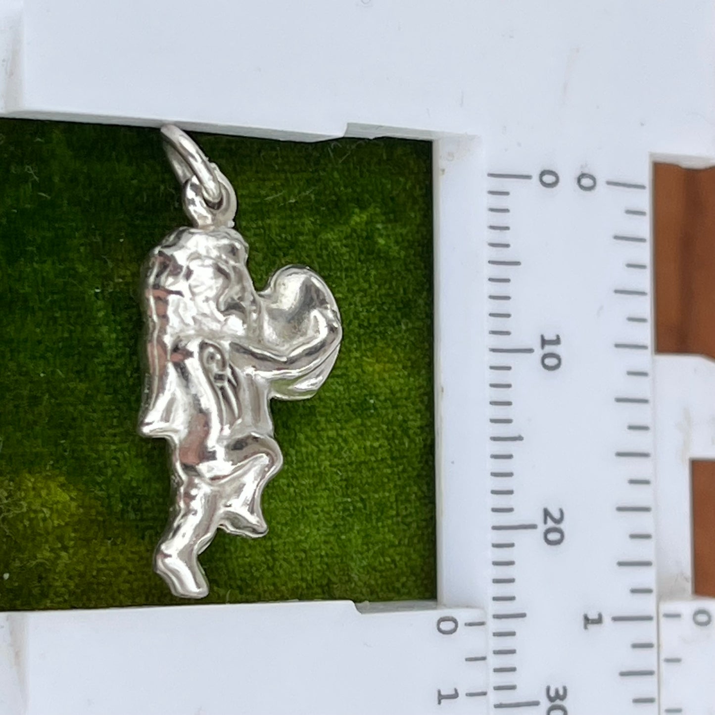 Vintage Sterling Silver Puffy Cherub Heart Charm