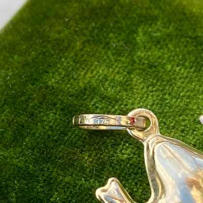 Vintage 9ct Yellow Gold Enamel Frog Charm Puffed 3d