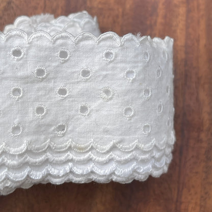 Unreleased: Antique Victorian White Hand Stitched Broderie Anglaise Trim