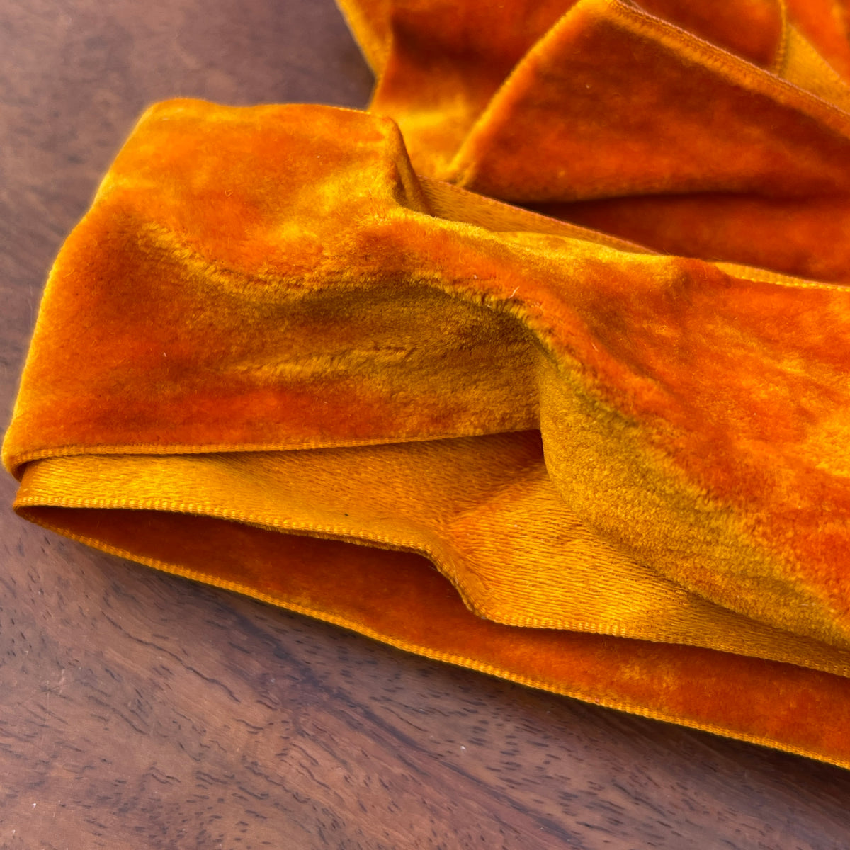 Unreleased: Antique Orange Silk Velvet ribbon