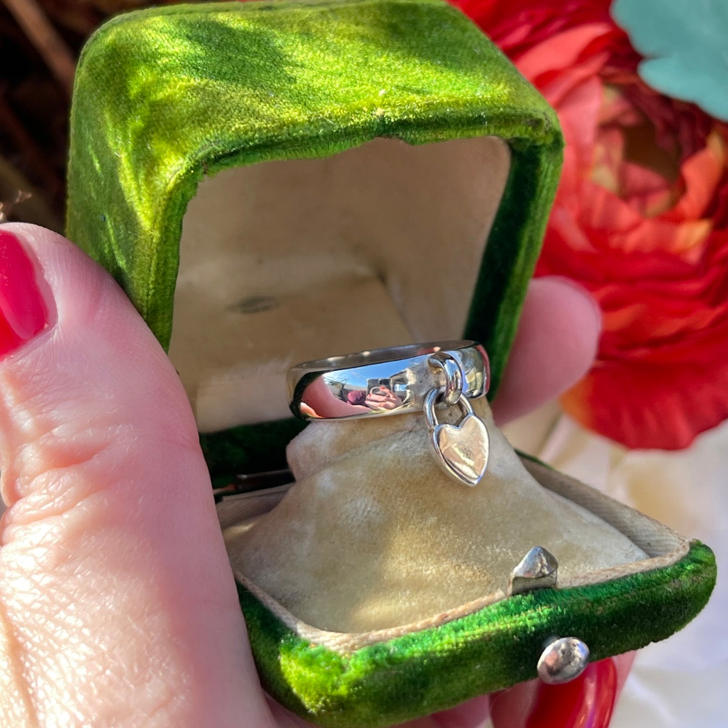 Sterling Silver Chunky Heart Charm Ring O