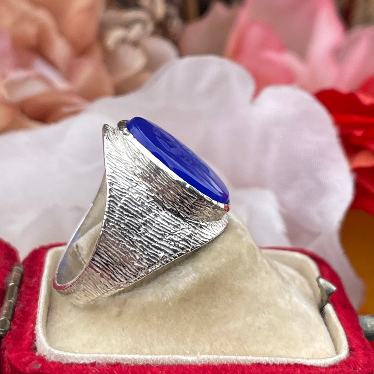 Vintage Sterling Silver Lobster Intaglio Signet Ring 1976 Q 6.1g