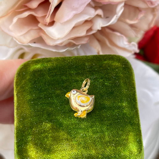 Unreleased: Vintage 9ct Gold Tiny Enamel Chic Charm Italy