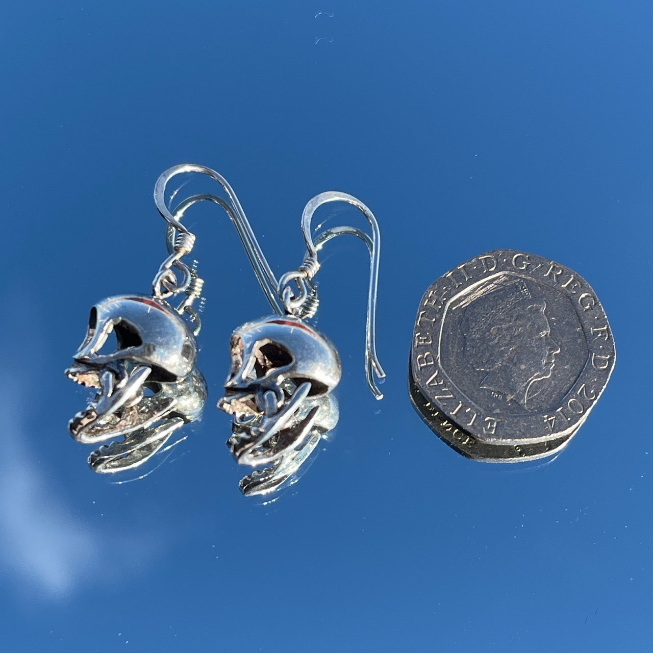 Vintage Silver Articulated Skull Momento Mori earrings