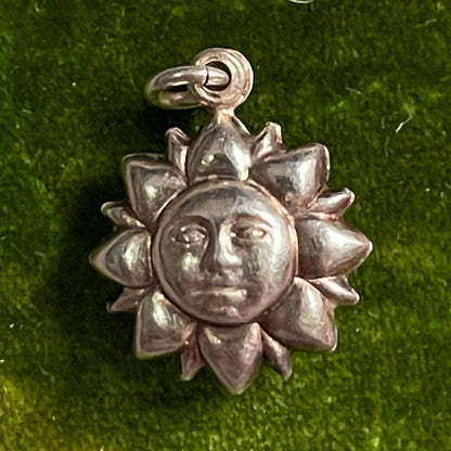 Vintage Sterling Silver Puffy Sun Celestial Charm Pendant
