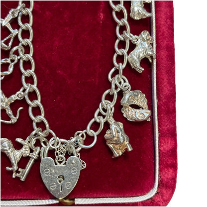 RARE Vintage Sterling Silver Zodiac Horoscope Charm Bracelet Star Celestial