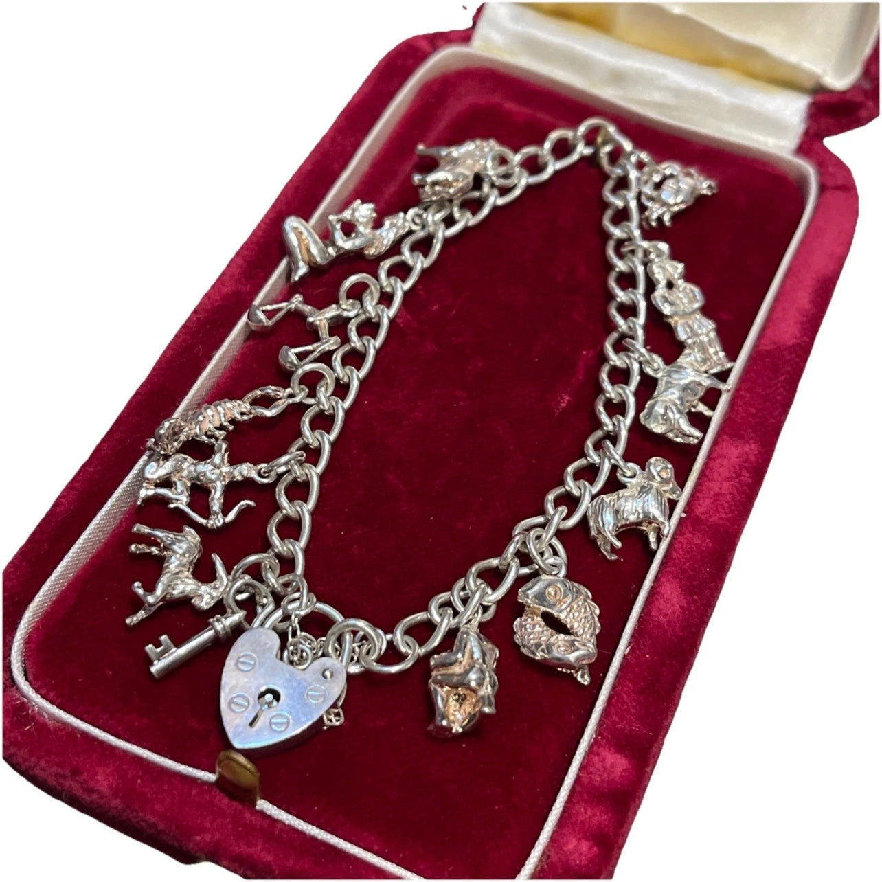 RARE Vintage Sterling Silver Zodiac Horoscope Charm Bracelet Star Celestial