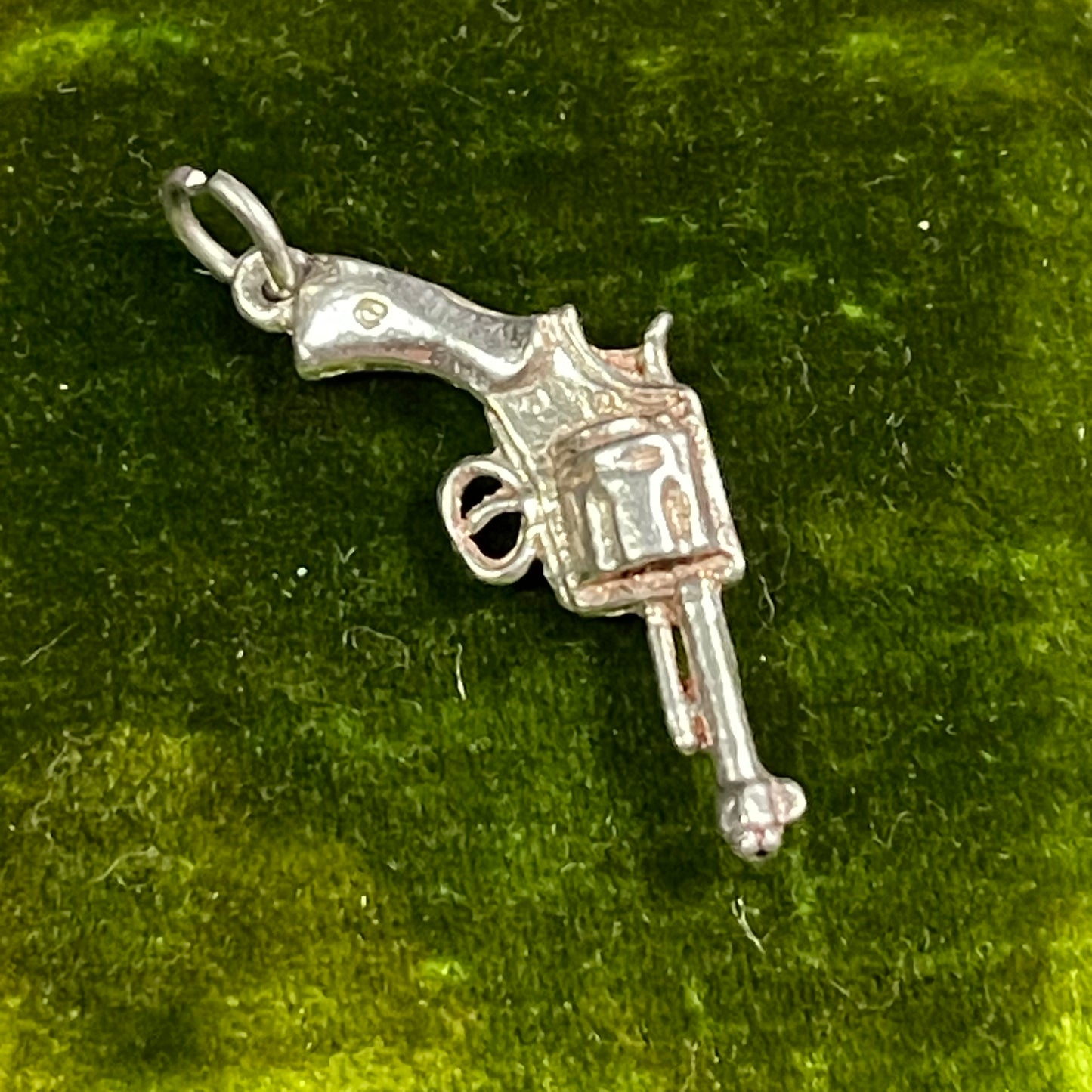 Vintage Sterling Silver Revolver Gun Charm Pendant