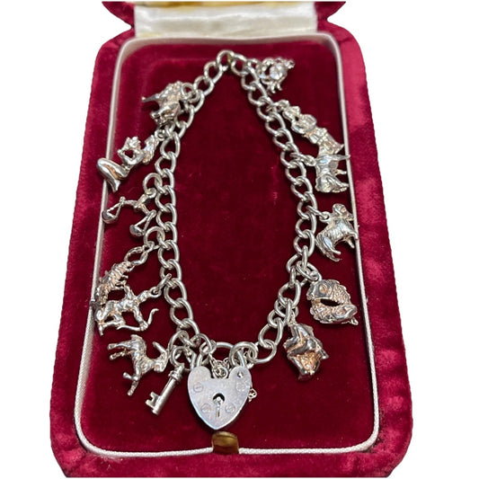 RARE Vintage Sterling Silver Zodiac Horoscope Charm Bracelet Star Celestial