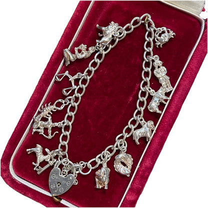 RARE Vintage Sterling Silver Zodiac Horoscope Charm Bracelet Star Celestial