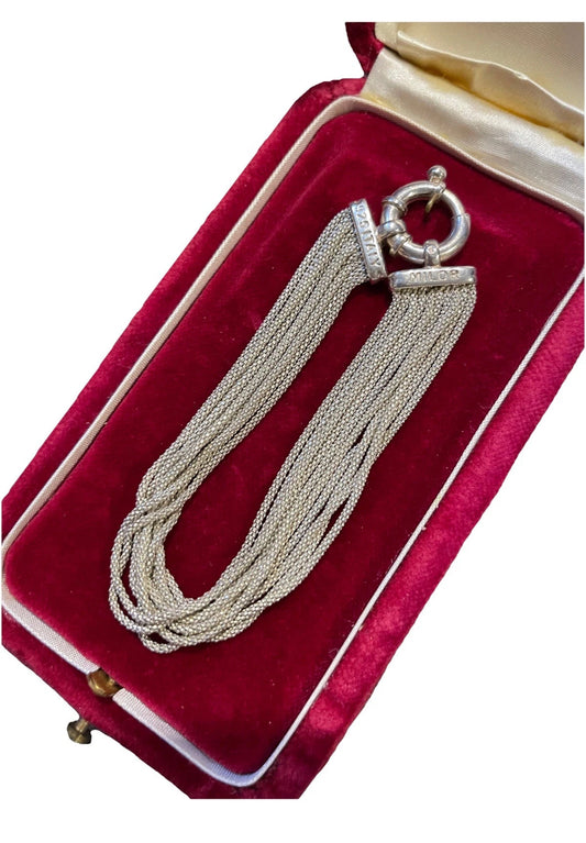 Italian Sterling Silver MILOR Multi 10 Strand Chain Bracelet 925