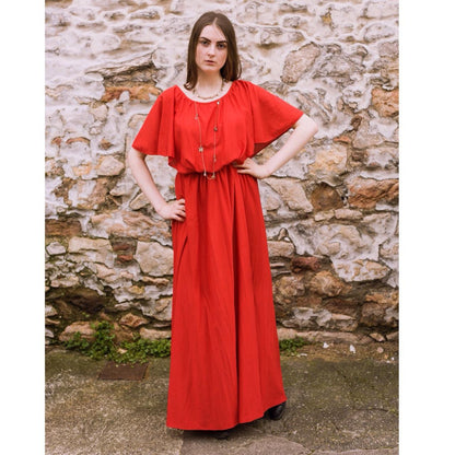 The Cherry Brandy Red 70s Maxi Dress