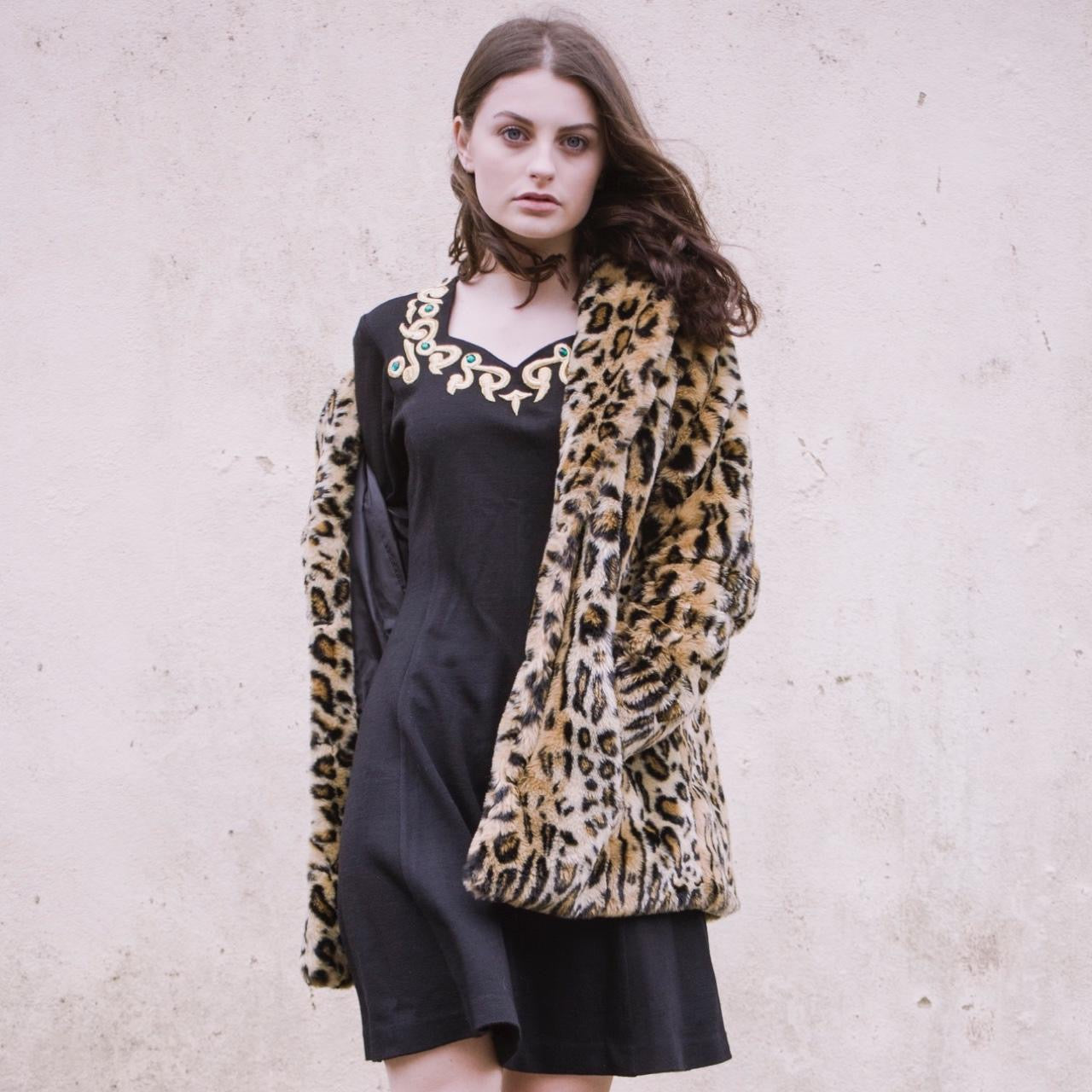 Vintage 90s Gold Embroidery Dress