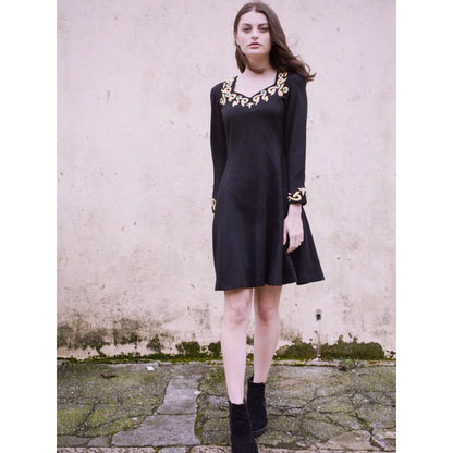 Vintage 90s Gold Embroidery Dress