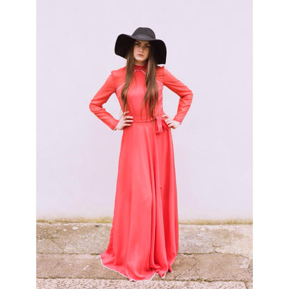 Vintage Floating Red 70s Maxi Dress