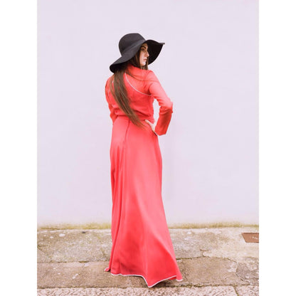 Vintage Floating Red 70s Maxi Dress
