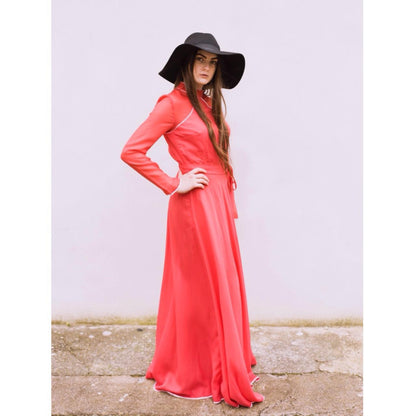 Vintage Floating Red 70s Maxi Dress