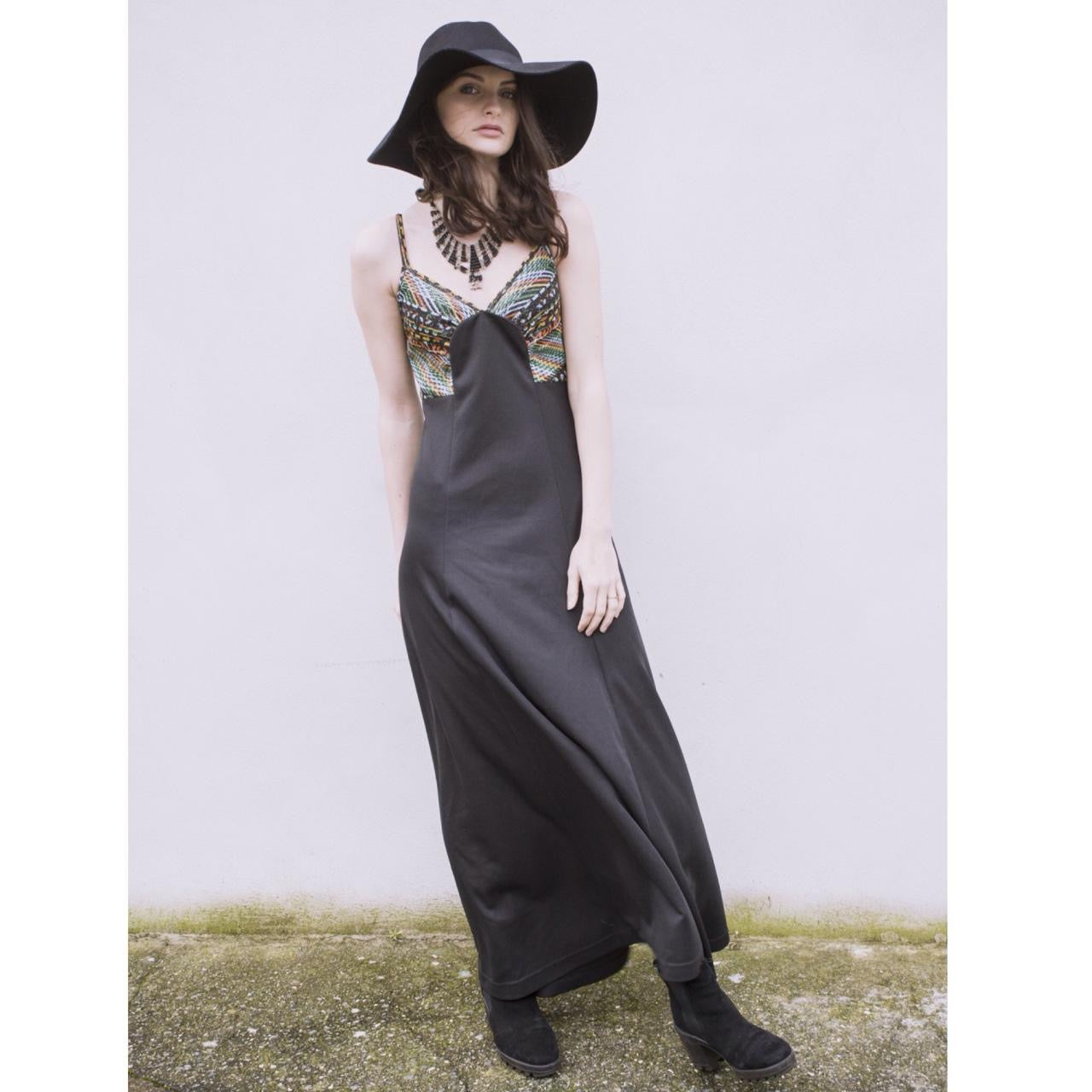 Vintage 1970s original lurex accent maxi dress