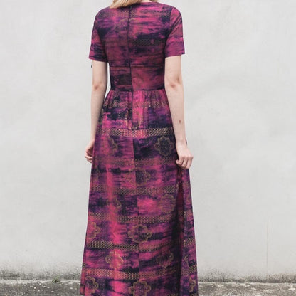 Vintage 70s pink & gold Vera Mont maxi dress