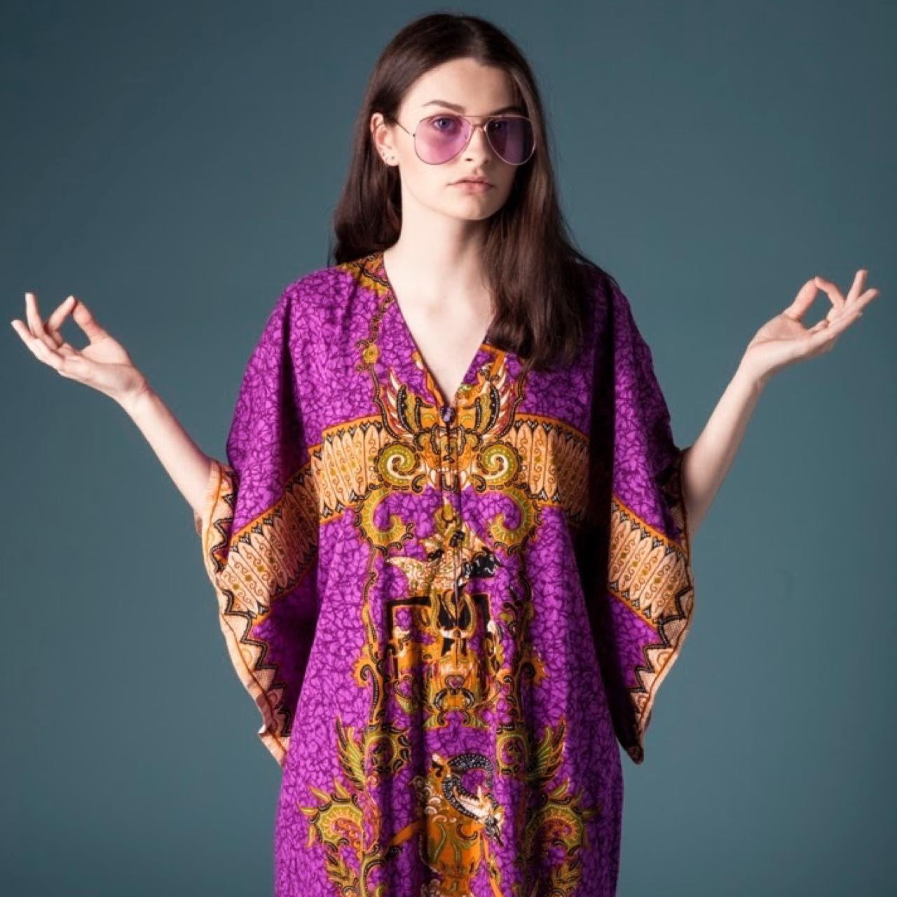 Purple & gold Dashiki style midi dress