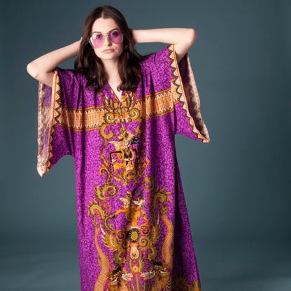 Purple & gold Dashiki style midi dress
