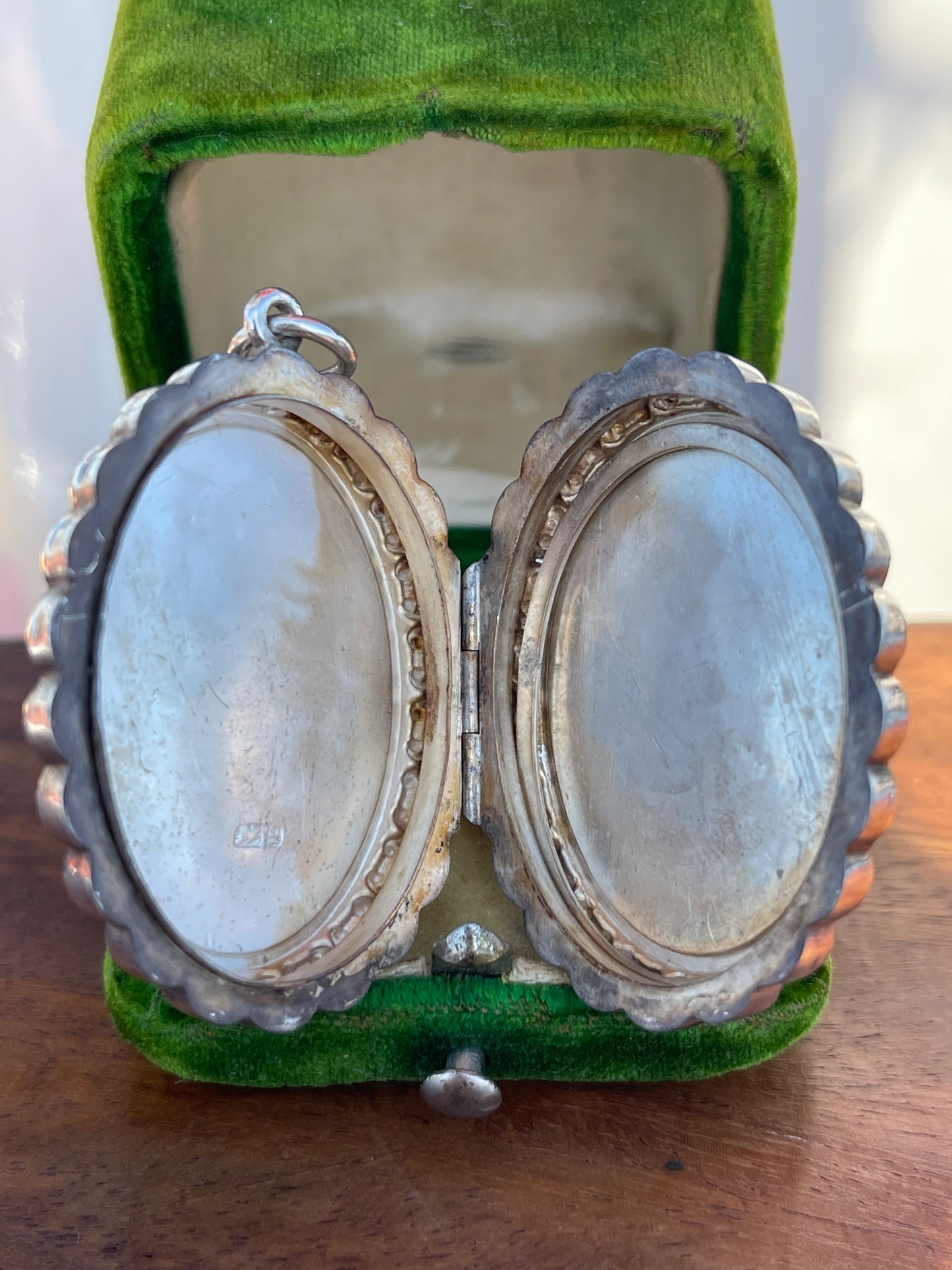 Antique Victorian Floral Sterling Silver Locket Pendant 1881