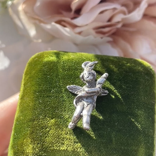 Vintage Italian Silver Angel Cherub Pendant Charm Solid Verrocchio Putti 2.6g