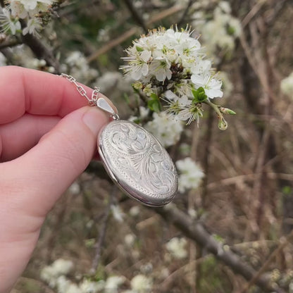 Vintage Sterling Silver Large Filigree Locket Anchor Chain 1983 45mm